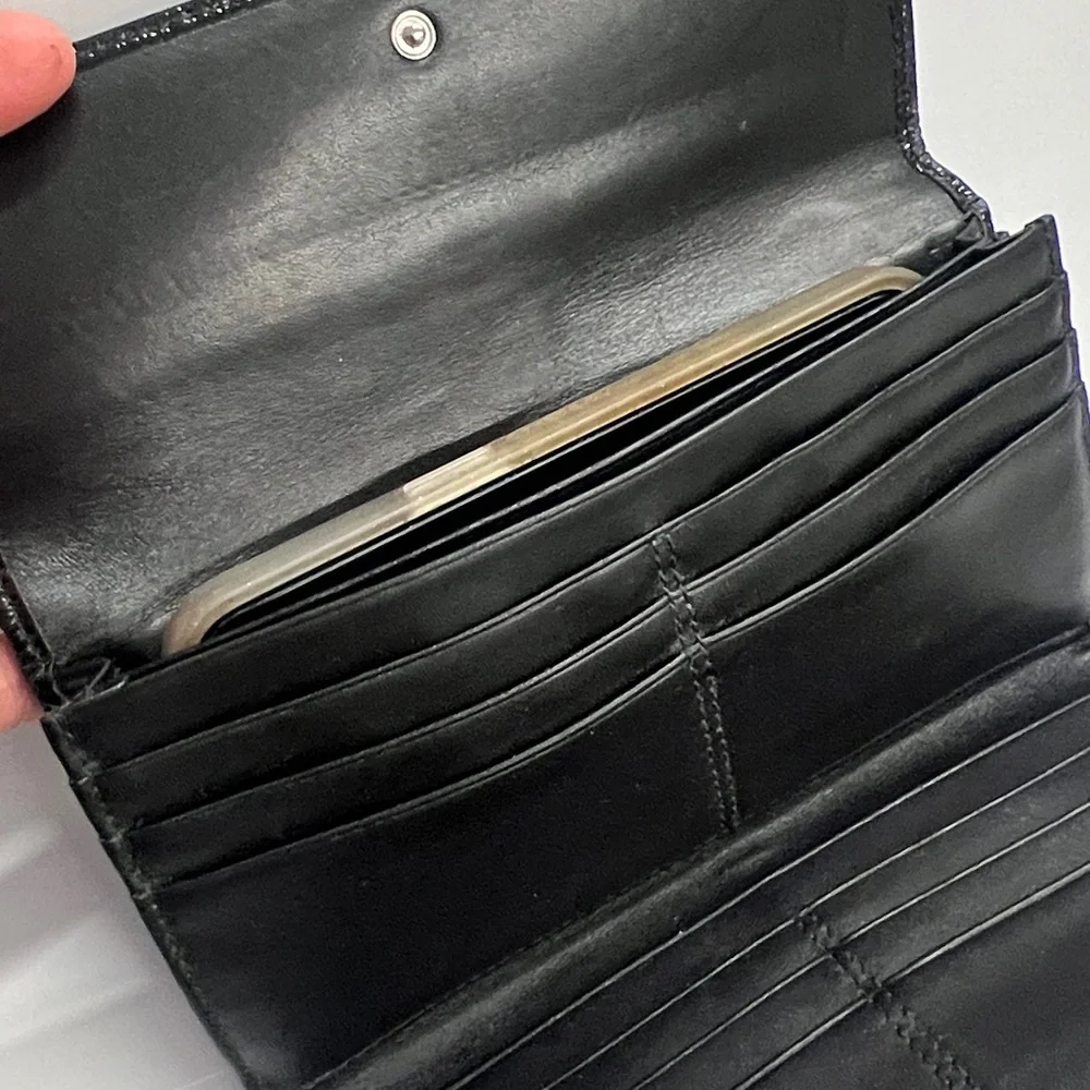 Coach SoHo Signature Jacquard Canvas and Leather Pleated Envelope Clutch Wallet - Picture 10 of 12